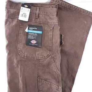 Dickies Jeans Men's 48x30 Brown Straight Leg Workwear Carpenter Relaxed Fit